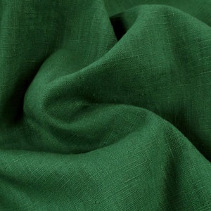 Pure linen fabric, solid color Vert feuille