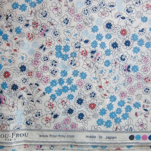 Blue Floral Printed Cotton Frou Frou 110 x 50cm 2 fat quarters image 1