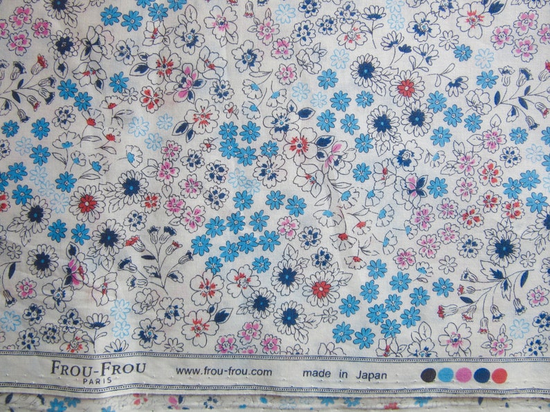 Blue Floral Printed Cotton Frou Frou 110 x 50cm 2 fat quarters image 1