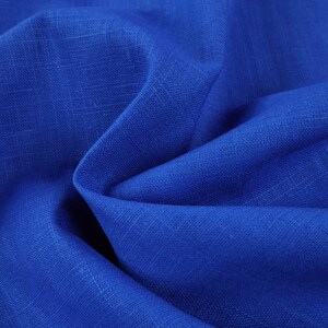 Pure linen fabric, solid color Bleu roi