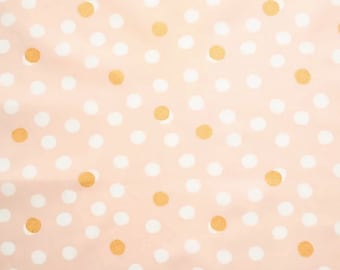 Organic cotton fabric - Pink Fabric, Golden Dots pattern