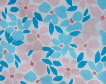 Blue and pink flowers fabric - 147x50cm - Made in France