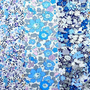 5 Liberty Tana Lawn fabrics 25x25cm - Ocean