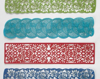 3 Iridescent Paper Bookmarks Motif Lace