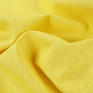 Pure linen fabric, solid color Jaune citron