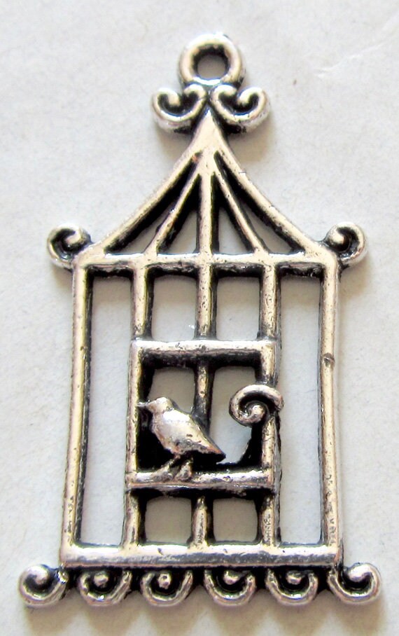 2 Breloques Cage Doiseau En Métal