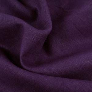 Pure linen fabric, solid color Violet prune