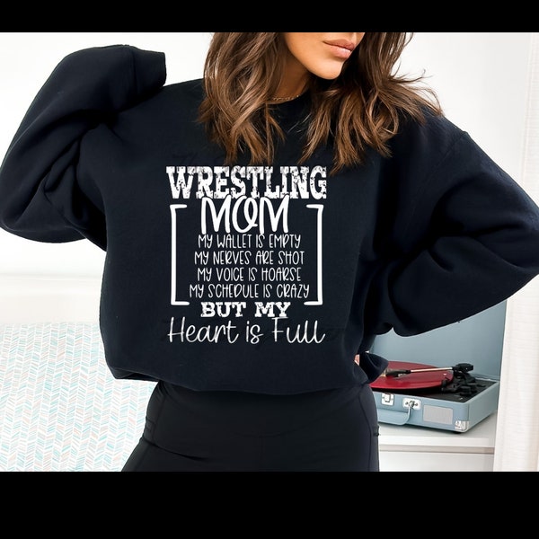 Wresting Mom/ Heart is Full/ Black & White PNG/ Instant Download