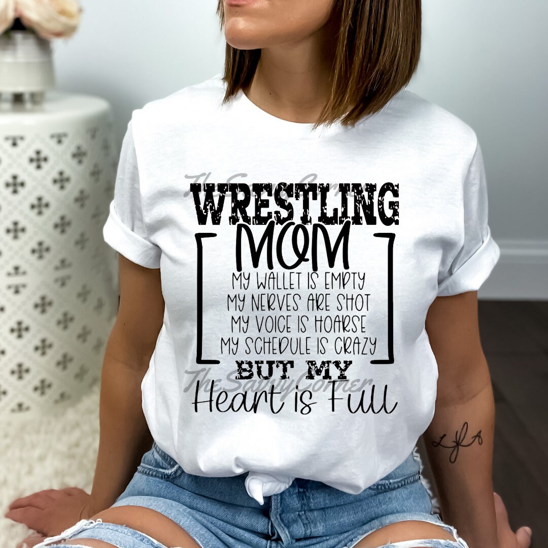 Wresting Mom/ Heart is Full/ Black & White PNG/ Instant Download - Etsy