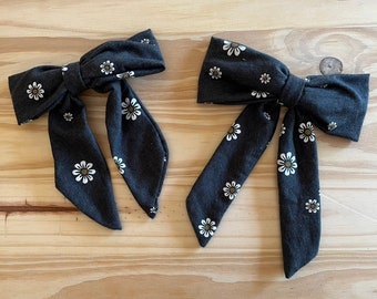 2-Pack Cotton Hair Bows with metal clip - Sustainably made