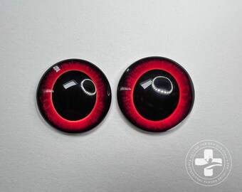 25mm Half round Glass Fantasy Eyes (Red/Black)