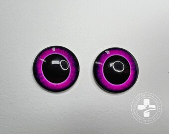 25mm Half round Glass Fantasy Eyes (Purple/Black)