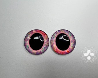 25mm Half round Glass Fantasy Reborn Eyes (Pink/Black)