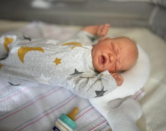 Authentic Realborn Reborn Doll | 19" Sleeping Baby Boy, Hand-Rooted Blonde Hair
