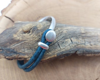 Lederarmband in Antikgrün, Lederarmband mit Metallsteg, Herrenarmband, Damenarmband, Lederarmband Unisex
