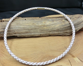 Choker Kette Lederkette in Weiß