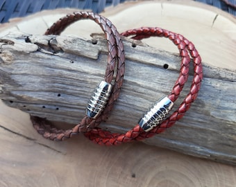 Lederarmband 3 mm 2 reihig in Wunschlänge und Wunschfarbe