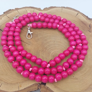 Handykette aus Holzperlen 16 mm in Pink in Wunschlänge