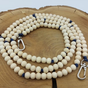 Handykette aus Holzperlen in Natur 143 cm lang