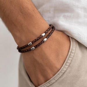 Lederarmband, Wickelarmband 2 reihig in Antikbraun