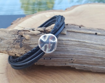 Herren Lederarmband Lederarmband in Schwarz