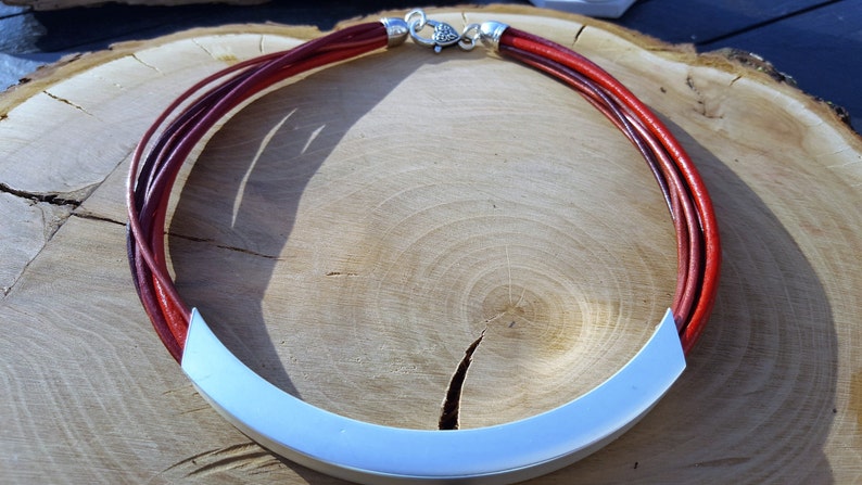 Leather necklace Red