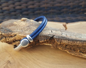 Lederarmband in Blau