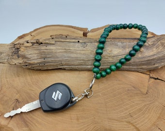 Schlüsselband  Handyband aus Holzperlen in Dunkelgrün