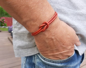 Knotenarmband Leder in Rot