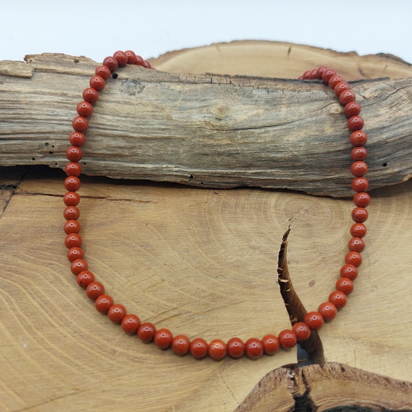 Halskette aus natürlichen roten Jaspis Perlen in Wunschlänge