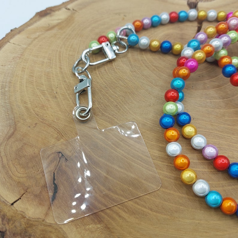 Handykette aus bunten irisierenden Acryl Perlen, Wunderperlen, Magische Perlen image 4