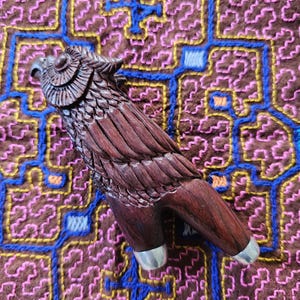 Kuripe Owl Totem, Unique hand carved Kuripe, Rosewood Kuripe