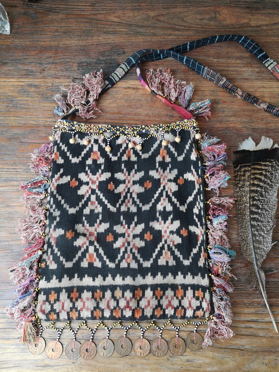 Medicine bag, Upcycled Ikat Bag, Upcycled Handloomed pouch, Timor Ikat, Unisex Bag, Festival Pouch, hippie, Boho, Gypsy