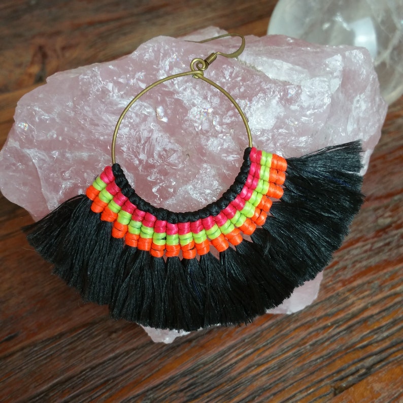 Tassel earring tassel hoop earring Bohemian earring,