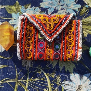 Afghanische Zazi-Geldbörse, Pastun-Geldbörse. Tribal Afgan Beutel, Kristallbeutel, einzigartige Kristalltasche. Medizintasche. Orakel Kartenbeutel