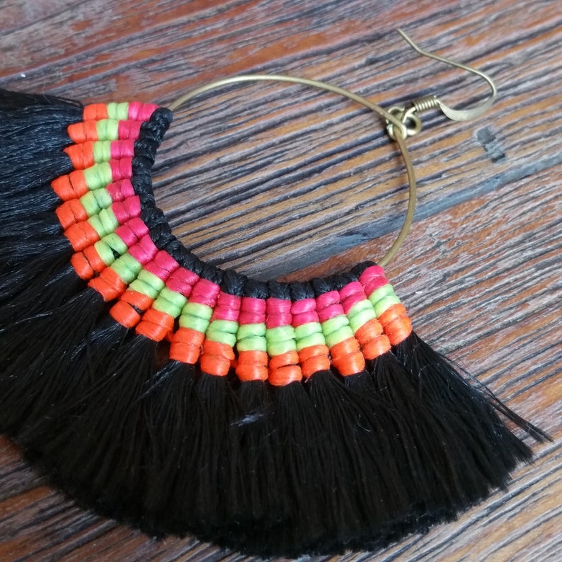 Tassel earring tassel hoop earring Bohemian earring,