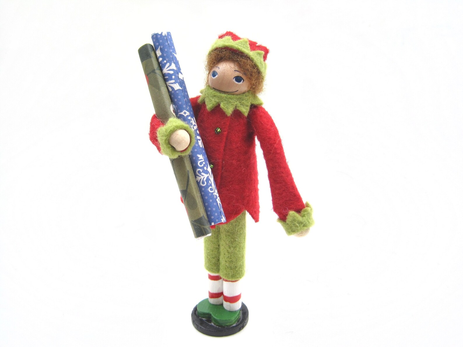 Wrapping Paper Elf Elf Wrapping Presents Wooden and Felt Etsy
