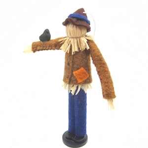 Scarecrow With Black Crow Wooden and Felt Ornament Autumn - Etsy