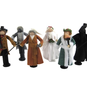 Christmas Carol Wooden Ornaments, Charles Dickens&#39; A Christmas Carol, Scrooge Decorations, Dickens Christmas Gifts/Decorations, Full Set