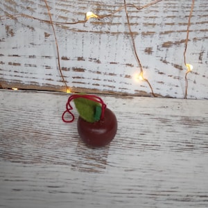 Mini Wooden Apple Ornament, Small Ornaments for Stocking Stuffers - Little Gifts - Mini Xmas Tree - Teacher Gift