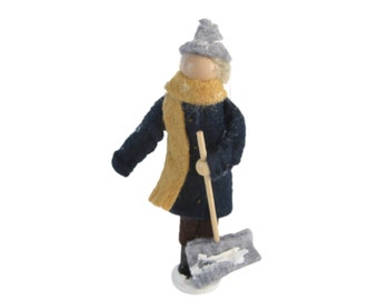 Snow Shoveler Boy Wooden Ornaments, Winter Decorations, Snow Shovels, Gifts for Winter - Stocking Stuffers - Christmas - Winter