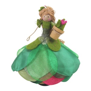 Cactus Fairy Ornament, Desert Flower Fairy Decoration, Felt and Wood, Gifts for Fairy Enthusiasts - New Babies - Mothers - Gardeners - Bdays