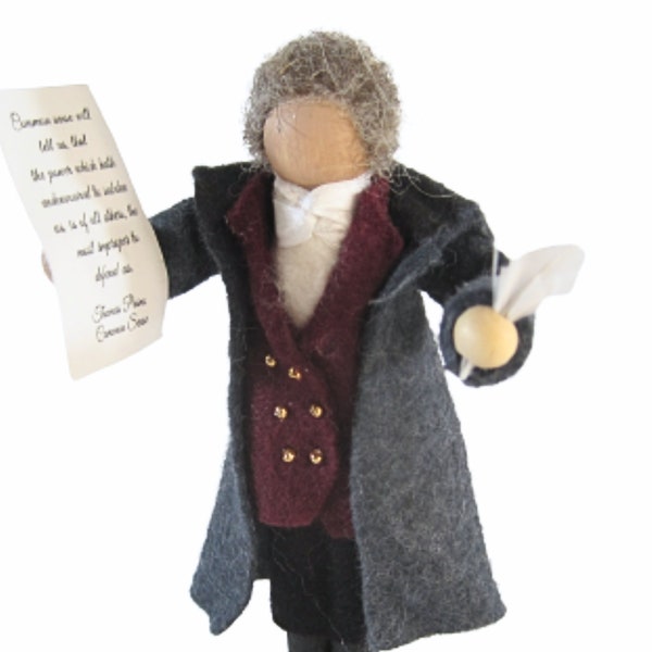 Thomas Paine Ornament, Colonial Christmas, American Revolution, Common Sense, 1776, American History, Gifts for History Buffs