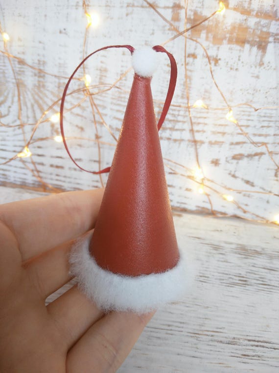 Wooden Santa Hat Ornament, Santa Hat Decoration, Wooden Hat