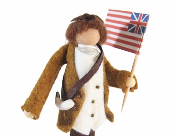 Minute Man träprydnad, Bostons milis, amerikansk historisk dekoration, gåvor för självständighetsdagen - fjärde juli - Patrioter - 1776