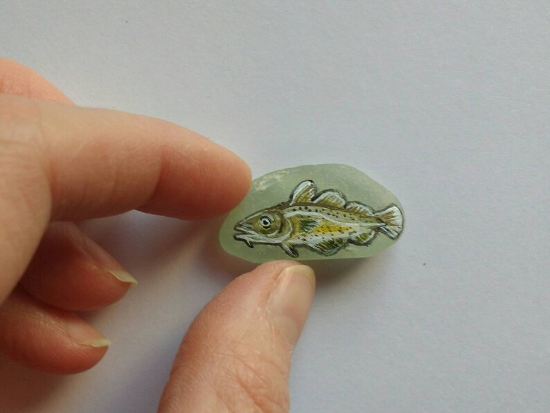 Keepsake Sea Glass Miniature Art Rock.hand Painted Fish on a - Etsy
