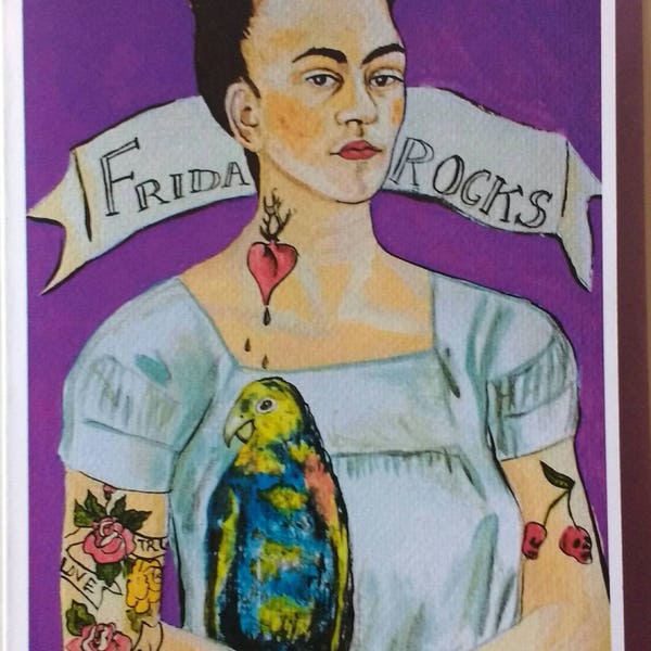 Frida Kahlo greetings cards.have a rock and roll day.Frida birthday card.halloween card.TWOPI1DB.