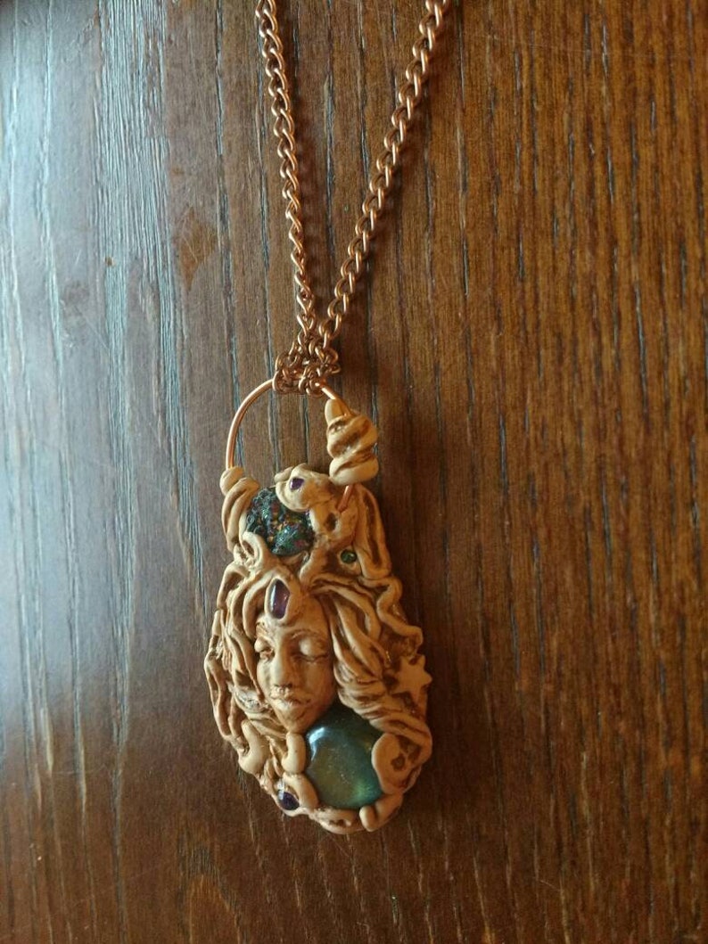 Polymer clay goddess pendant . animalistic jewelery.spiritual Etsy