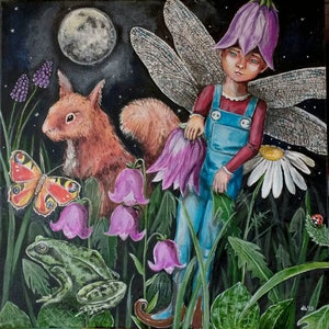 Feenwald animalische Kinderzimmermalerei.Feenmalerei. TWOPI1DB.gemalt in Schottland aus dem Land der Märchen