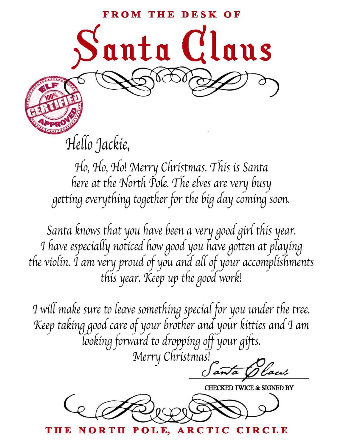 Free Letters From Santa To Print